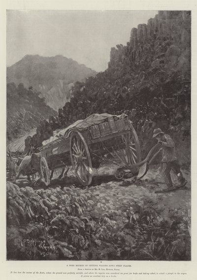Un metodo boero per far scendere i carri da luoghi ripidi da Henry Charles Seppings Wright
